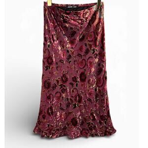 Jaloux Zalu Floral Paisley Velvet Trim Skirt Size Medium Made In USA